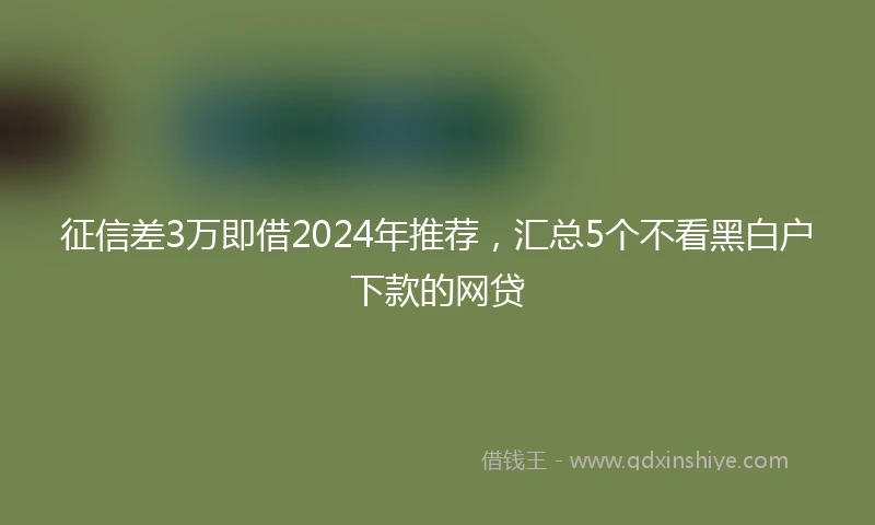 征信差3万即借2024年推荐，汇总5个不看黑白户下款的网贷