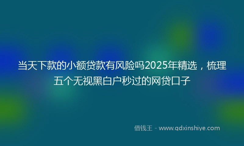 当天下款的小额贷款有风险吗2025年精选，梳理五个无视黑白户秒过的网贷口子