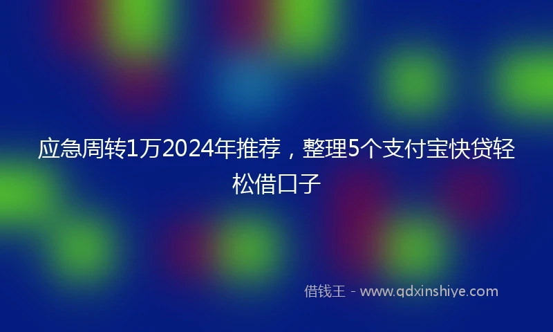应急周转1万2024年推荐，整理5个支付宝快贷轻松借口子