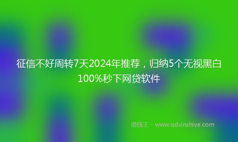 征信不好周转7天2024年推荐，归纳5个无视黑白100%秒下网贷软件
