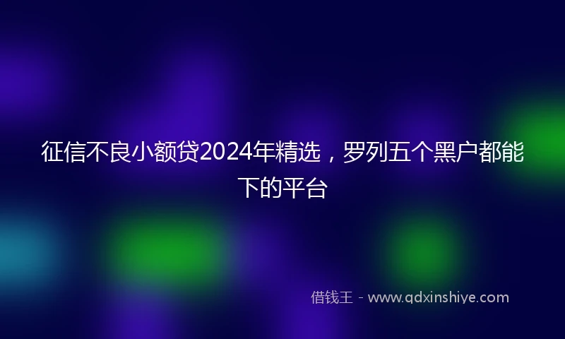 征信不良小额贷2024年精选，罗列五个黑户都能下的平台