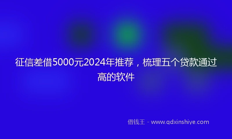 征信差借5000元2024年推荐，梳理五个贷款通过高的软件