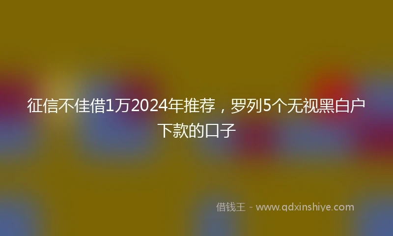 征信不佳借1万2024年推荐，罗列5个无视黑白户下款的口子
