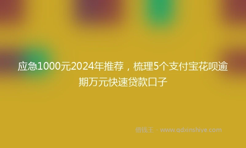 应急1000元2024年推荐，梳理5个支付宝花呗逾期万元快速贷款口子