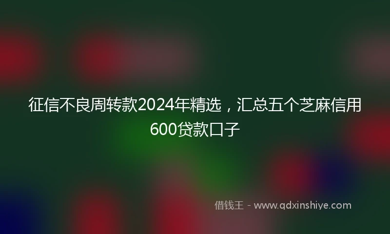 征信不良周转款2024年精选，汇总五个芝麻信用600贷款口子