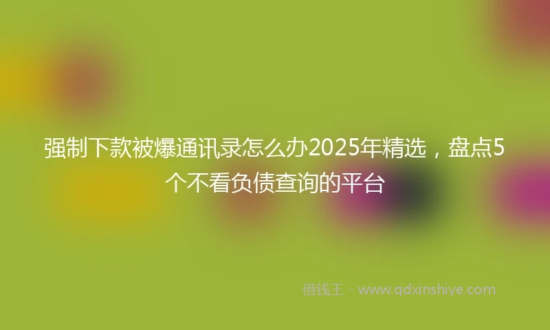 强制下款被爆通讯录怎么办2025年精选，盘点5个不看负债查询的平台