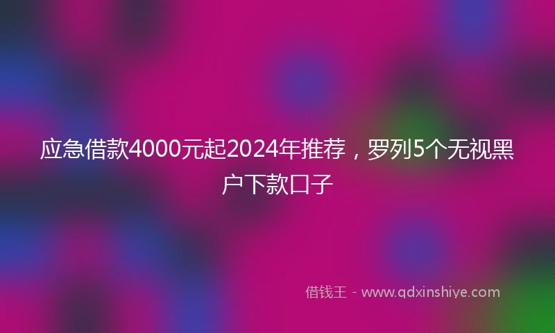 应急借款4000元起2024年推荐，罗列5个无视黑户下款口子
