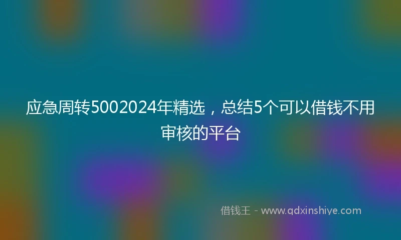 应急周转5002024年精选，总结5个可以借钱不用审核的平台