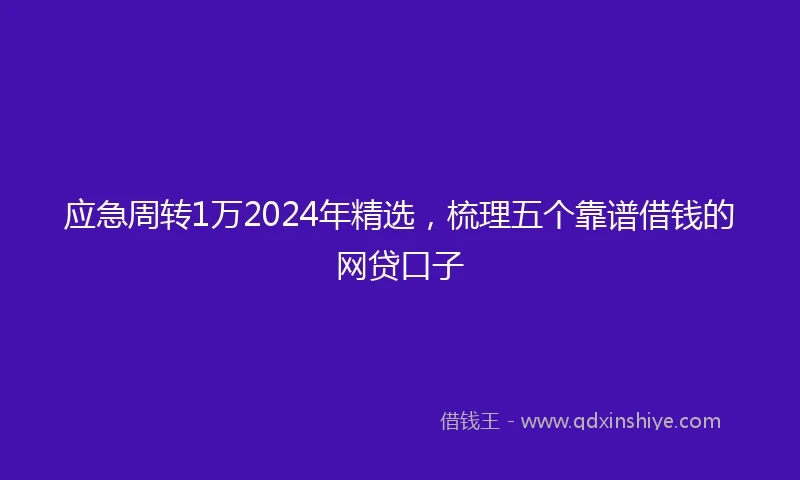应急周转1万2024年精选，梳理五个靠谱借钱的网贷口子