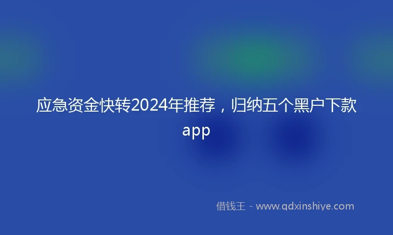 应急资金快转2024年推荐，归纳五个黑户下款app