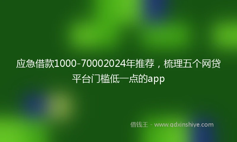 应急借款1000-70002024年推荐，梳理五个网贷平台门槛低一点的app