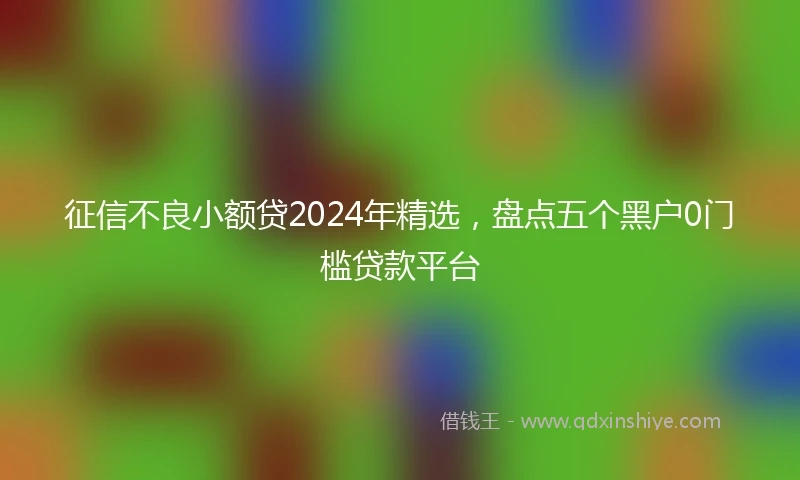 征信不良小额贷2024年精选，盘点五个黑户0门槛贷款平台