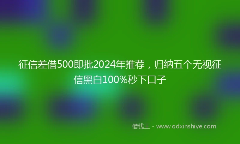 征信差借500即批2024年推荐，归纳五个无视征信黑白100%秒下口子