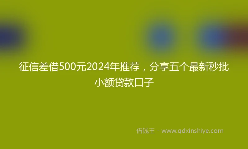 征信差借500元2024年推荐，分享五个最新秒批小额贷款口子
