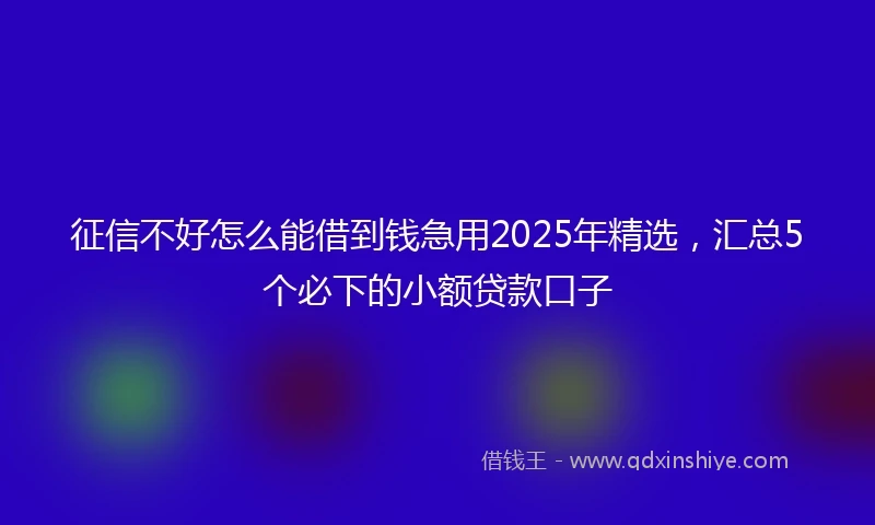 征信不好怎么能借到钱急用2025年精选，汇总5个必下的小额贷款口子