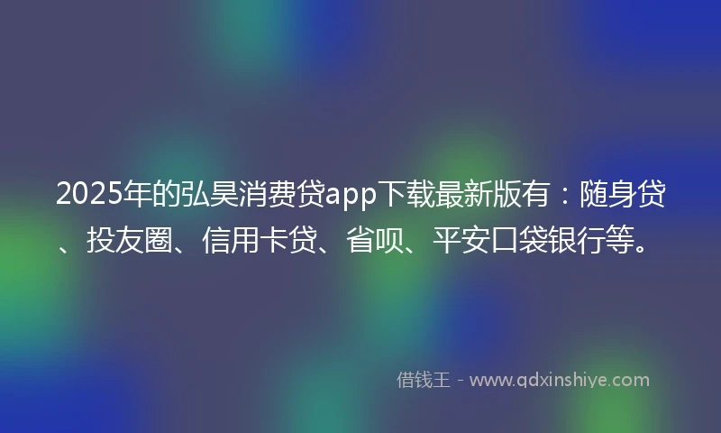 2025年的弘昊消费贷app下载最新版有：随身贷、投友圈、信用卡贷、省呗、平安口袋银行等。