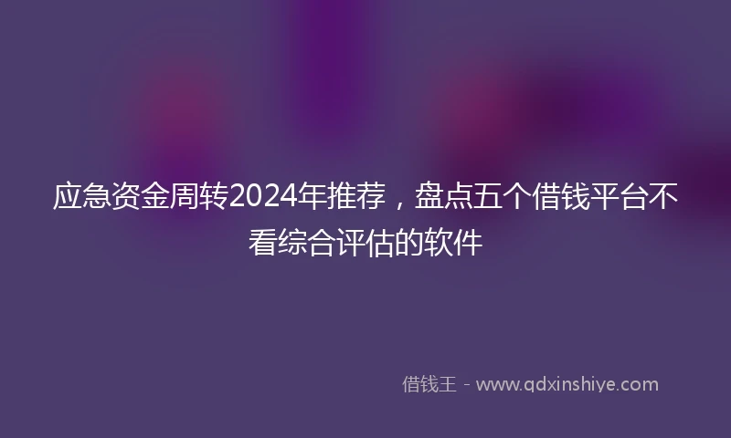 应急资金周转2024年推荐，盘点五个借钱平台不看综合评估的软件
