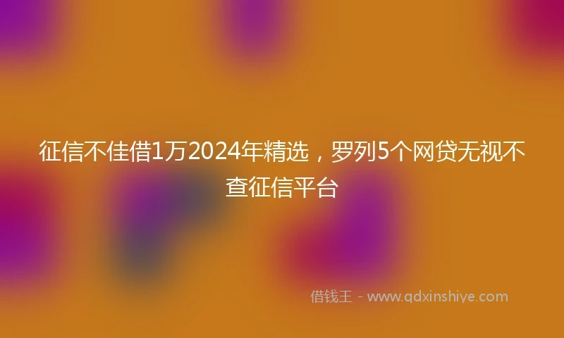 征信不佳借1万2024年精选，罗列5个网贷无视不查征信平台