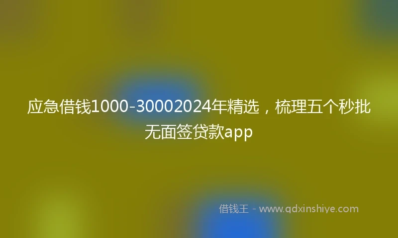 应急借钱1000-30002024年精选，梳理五个秒批无面签贷款app