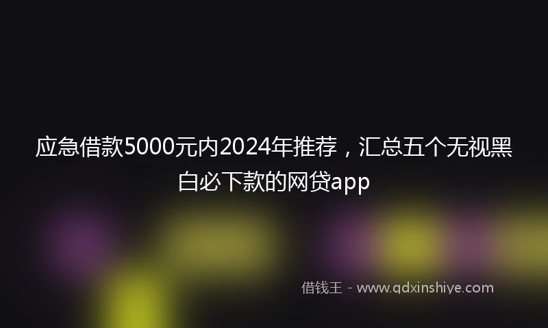 应急借款5000元内2024年推荐，汇总五个无视黑白必下款的网贷app