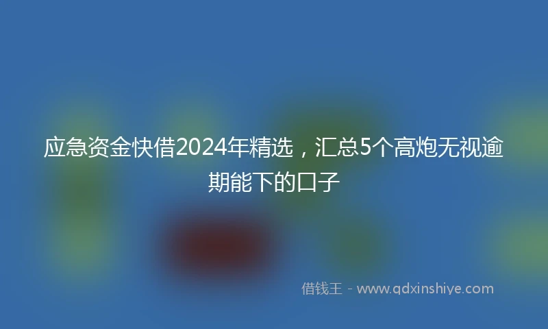 应急资金快借2024年精选，汇总5个高炮无视逾期能下的口子