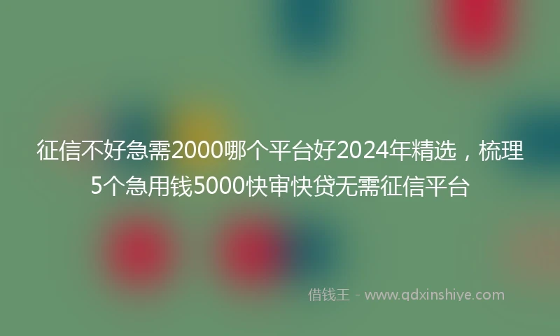征信不好急需2000哪个平台好2024年精选，梳理5个急用钱5000快审快贷无需征信平台
