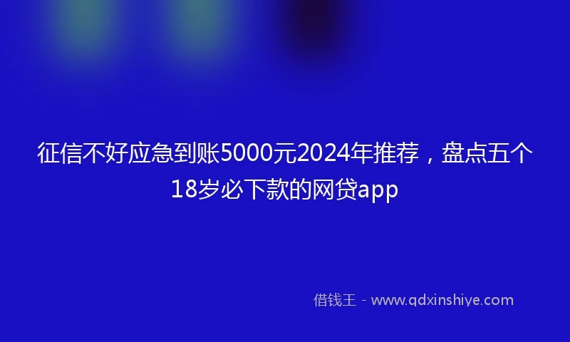 征信不好应急到账5000元2024年推荐，盘点五个18岁必下款的网贷app