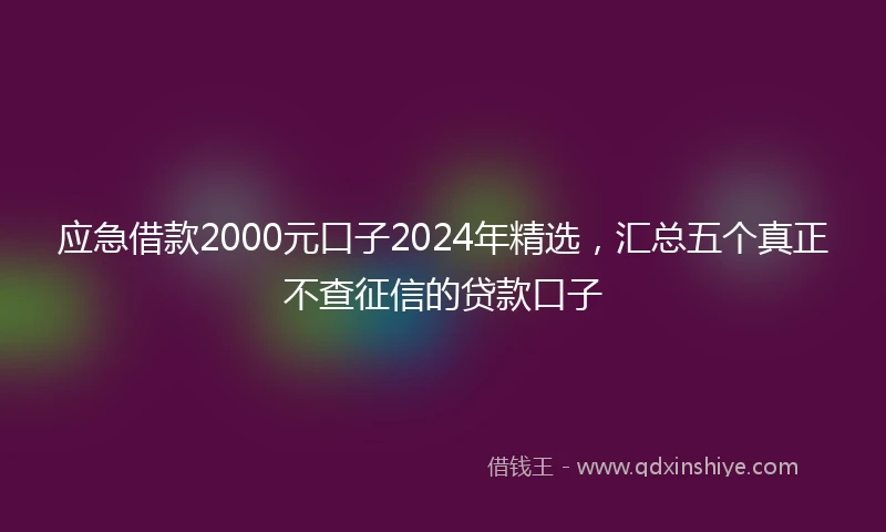 应急借款2000元口子2024年精选，汇总五个真正不查征信的贷款口子