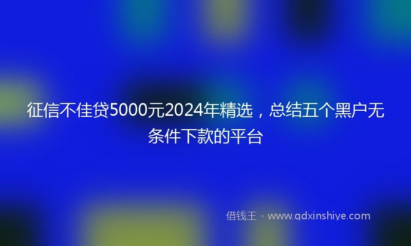 征信不佳贷5000元2024年精选，总结五个黑户无条件下款的平台