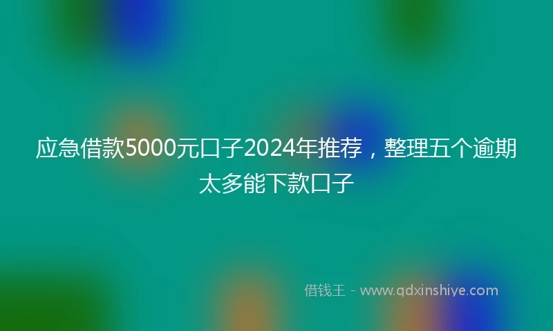 应急借款5000元口子2024年推荐，整理五个逾期太多能下款口子