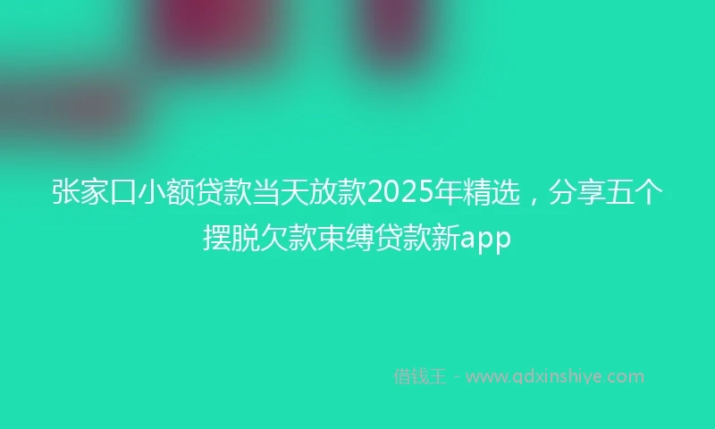 张家口小额贷款当天放款2025年精选，分享五个摆脱欠款束缚贷款新app