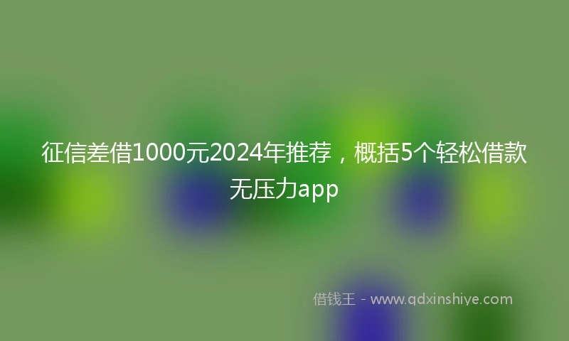 征信差借1000元2024年推荐，概括5个轻松借款无压力app