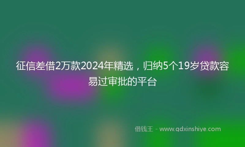 征信差借2万款2024年精选，归纳5个19岁贷款容易过审批的平台