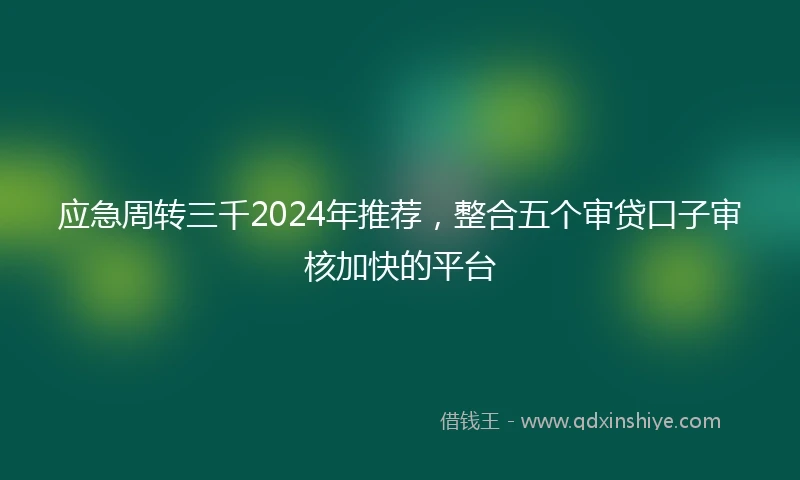 应急周转三千2024年推荐，整合五个审贷口子审核加快的平台