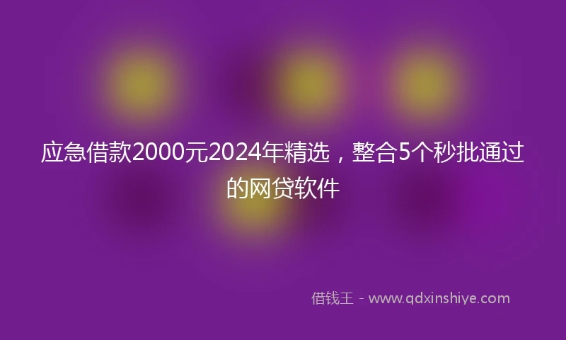 应急借款2000元2024年精选，整合5个秒批通过的网贷软件