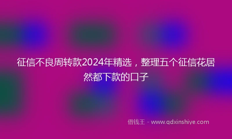征信不良周转款2024年精选，整理五个征信花居然都下款的口子