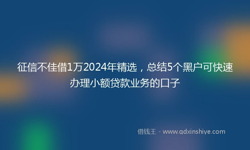 征信不佳借1万2024年精选，总结5个黑户可快速办理小额贷款业务的口子