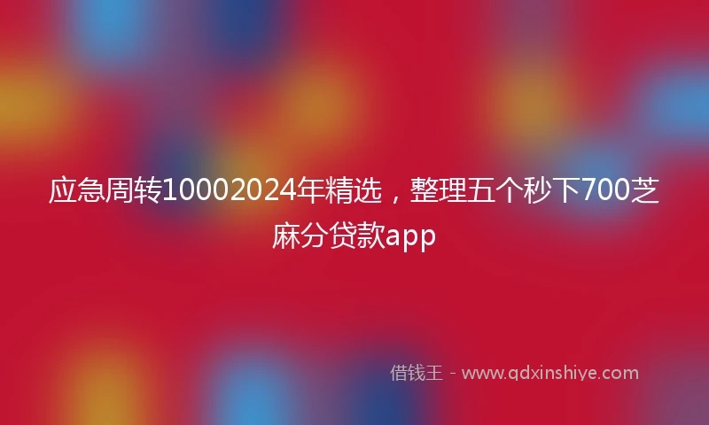 应急周转10002024年精选，整理五个秒下700芝麻分贷款app
