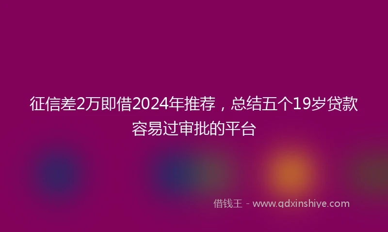 征信差2万即借2024年推荐，总结五个19岁贷款容易过审批的平台