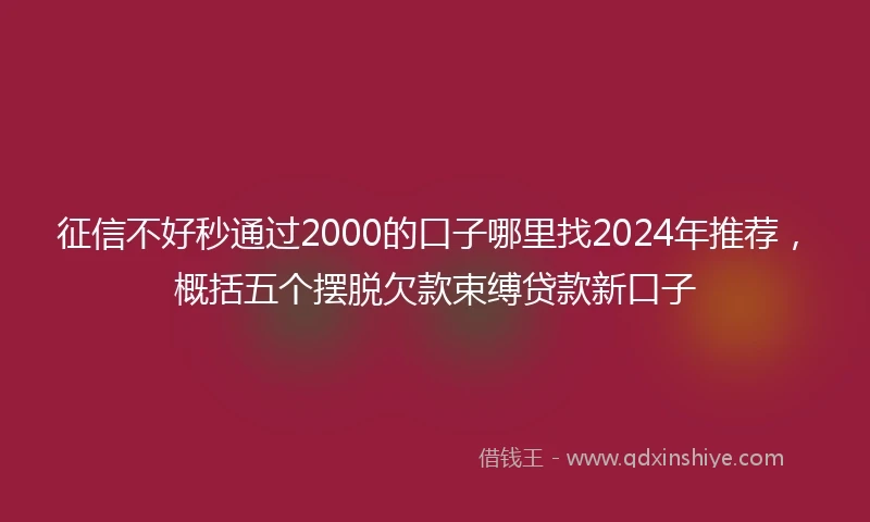 征信不好秒通过2000的口子哪里找2024年推荐，概括五个摆脱欠款束缚贷款新口子