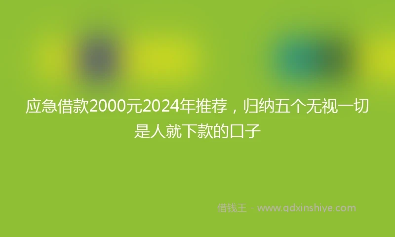 应急借款2000元2024年推荐，归纳五个无视一切是人就下款的口子