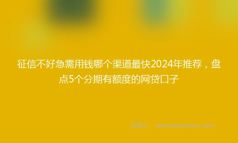 征信不好急需用钱哪个渠道最快2024年推荐，盘点5个分期有额度的网贷口子