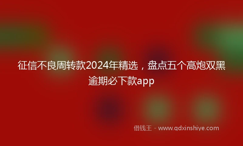 征信不良周转款2024年精选，盘点五个高炮双黑逾期必下款app