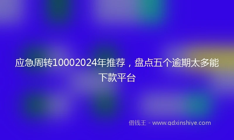 应急周转10002024年推荐，盘点五个逾期太多能下款平台
