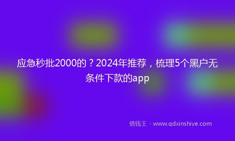 应急秒批2000的？2024年推荐，梳理5个黑户无条件下款的app