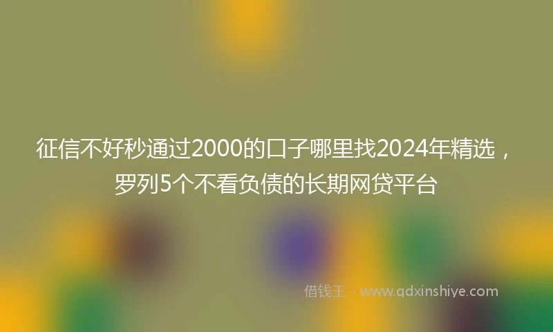 征信不好秒通过2000的口子哪里找2024年精选，罗列5个不看负债的长期网贷平台