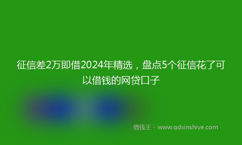 征信差2万即借2024年精选，盘点5个征信花了可以借钱的网贷口子