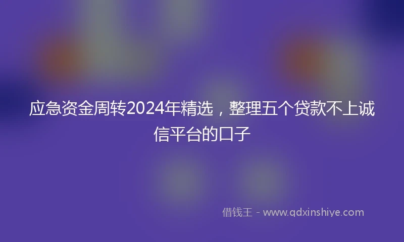 应急资金周转2024年精选，整理五个贷款不上诚信平台的口子