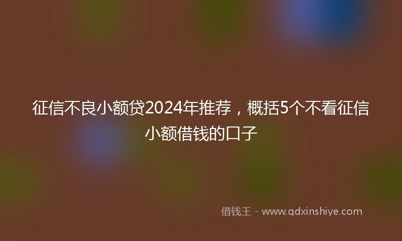 征信不良小额贷2024年推荐，概括5个不看征信小额借钱的口子