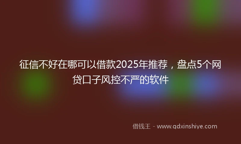 征信不好在哪可以借款2025年推荐，盘点5个网贷口子风控不严的软件
